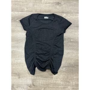 Athleta Fast Track Tee Diamond Shirt Womens Small Black Activewear Running